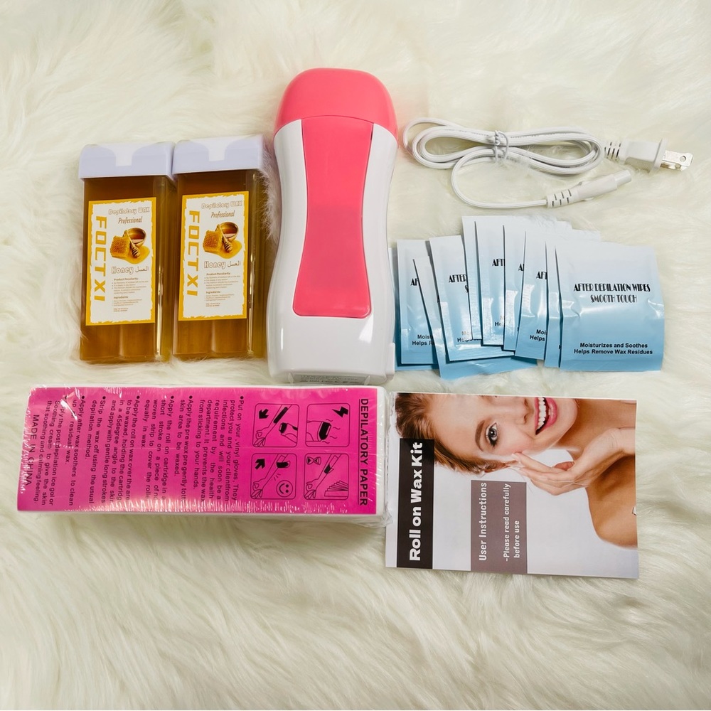 New Wax Roll On Wax kit Hair Removal with 2 Honey Soft Wax Cartridge SET